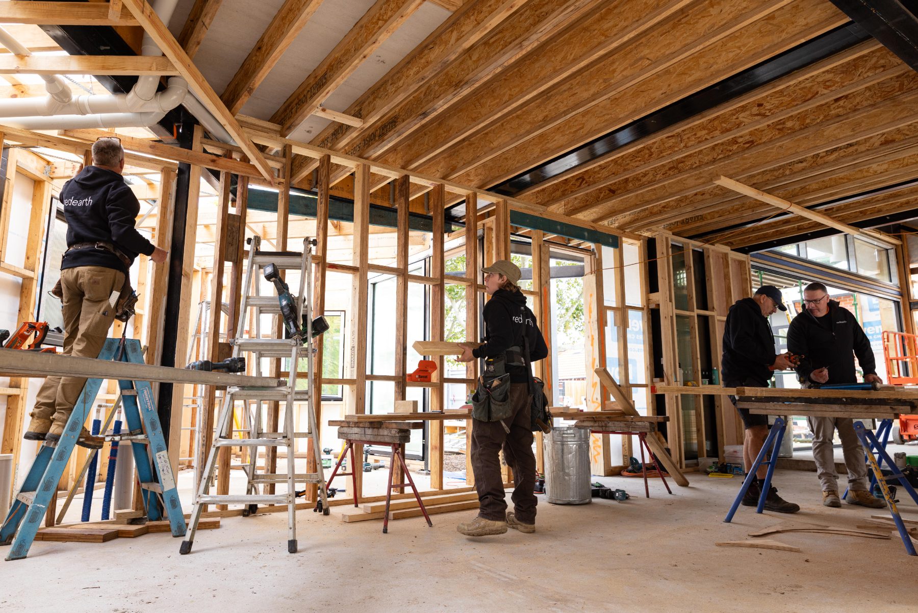 Crew framing an extension