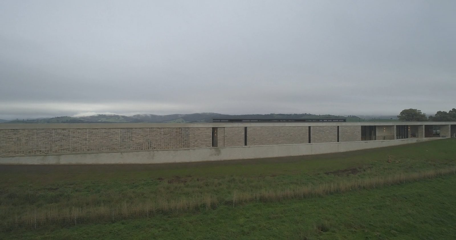 Long rammed-earth wall from the air