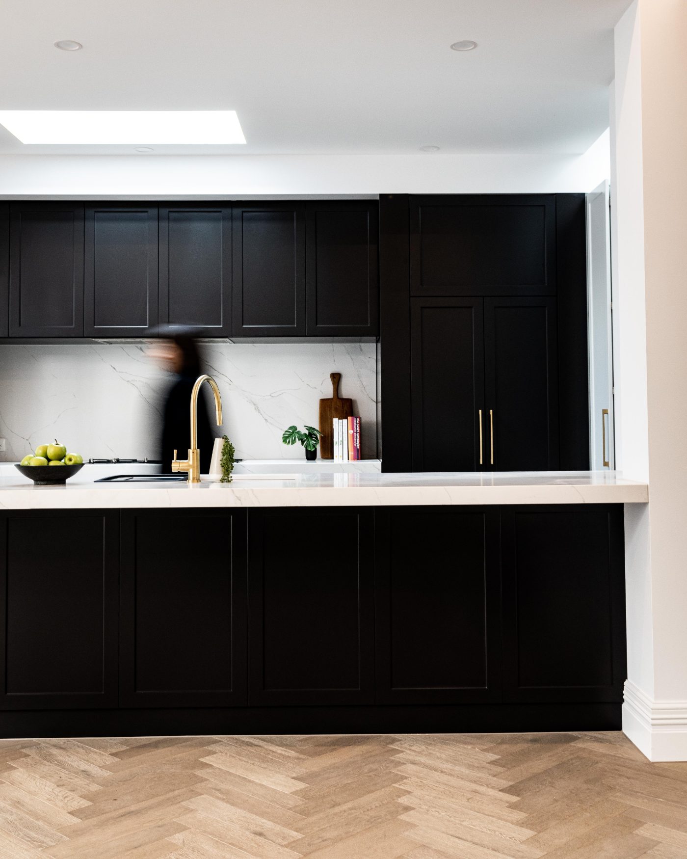 Renovated kitchen with stone benchtop in a Richmond home